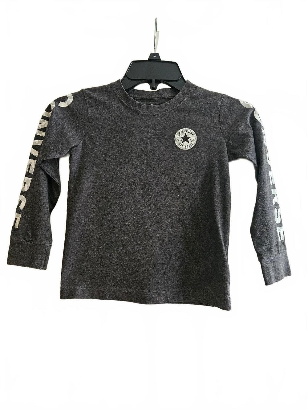 Converse Kids Long-Sleeve Dark Gray Crewneck Tee-Size 6-Back to School Fall Vibe